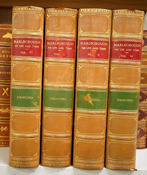 Churchill, Sir Winston Spencer - Marlborough: his life and times. first editions, 4 vols. (vol. 1 is 1st edition re-printed). numerous portraits and other plates, 13 facsimiles (7 folded) and num. maps and plans